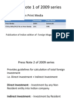 Press Note 1 of 2009 Series: Deals With FDI in Print Media