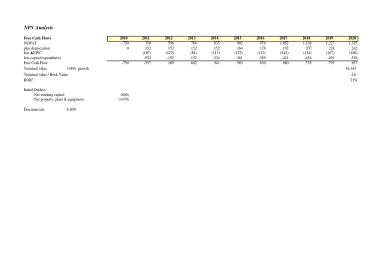 NPV Analysis and Free Cash Flow Overview | PDF | Computers