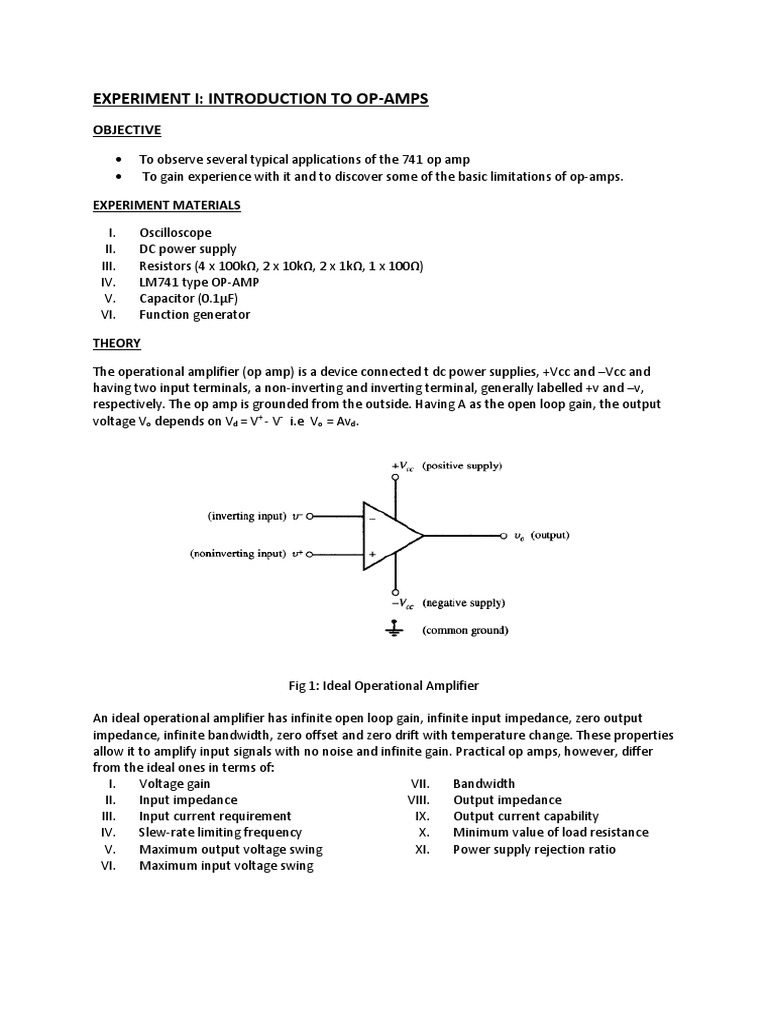 Op-Amp Applications and Limitations | PDF | Operational Amplifier ...