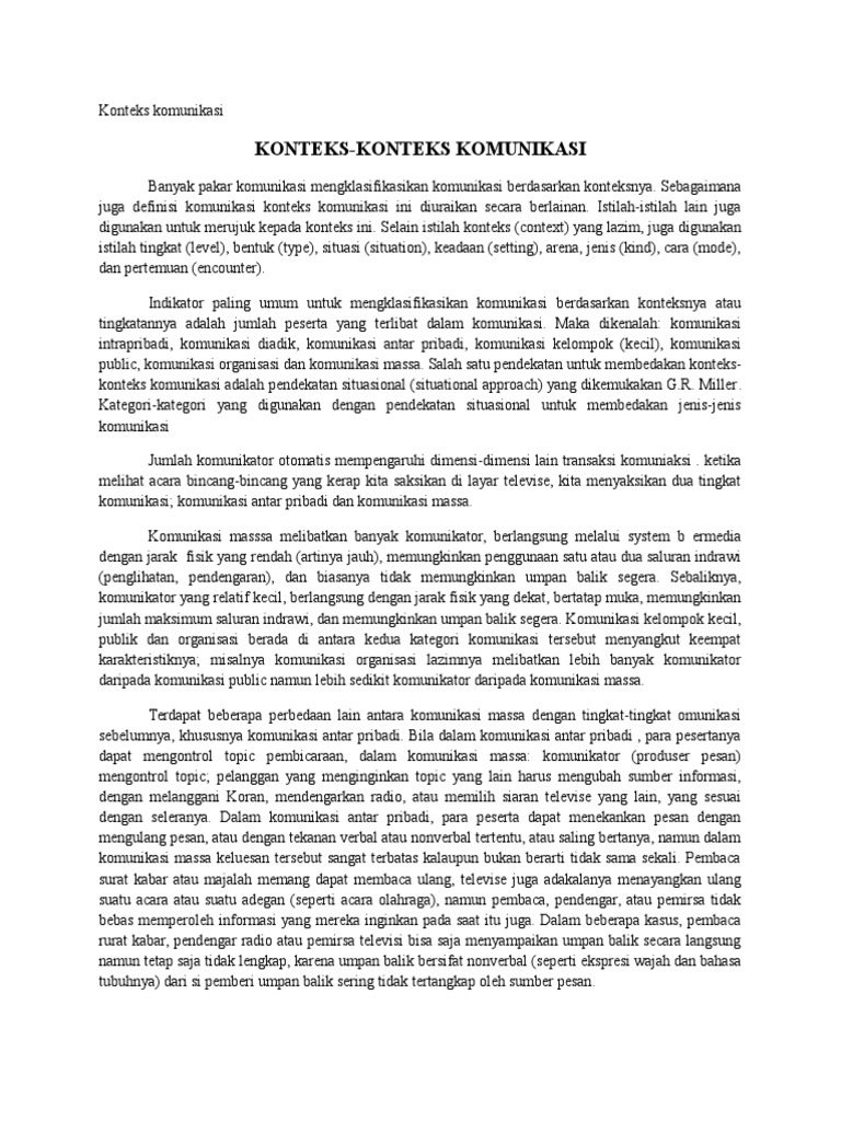 Jenis-Jenis Konteks Komunikasi | PDF | Karier & Perkembangan | Ilmu Sosial