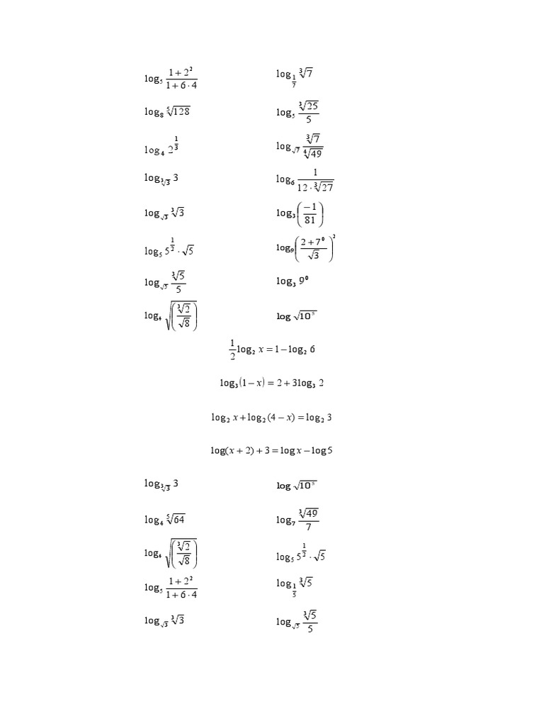 Logarithmic Expressions and Solutions | PDF | Teaching Methods & Materials