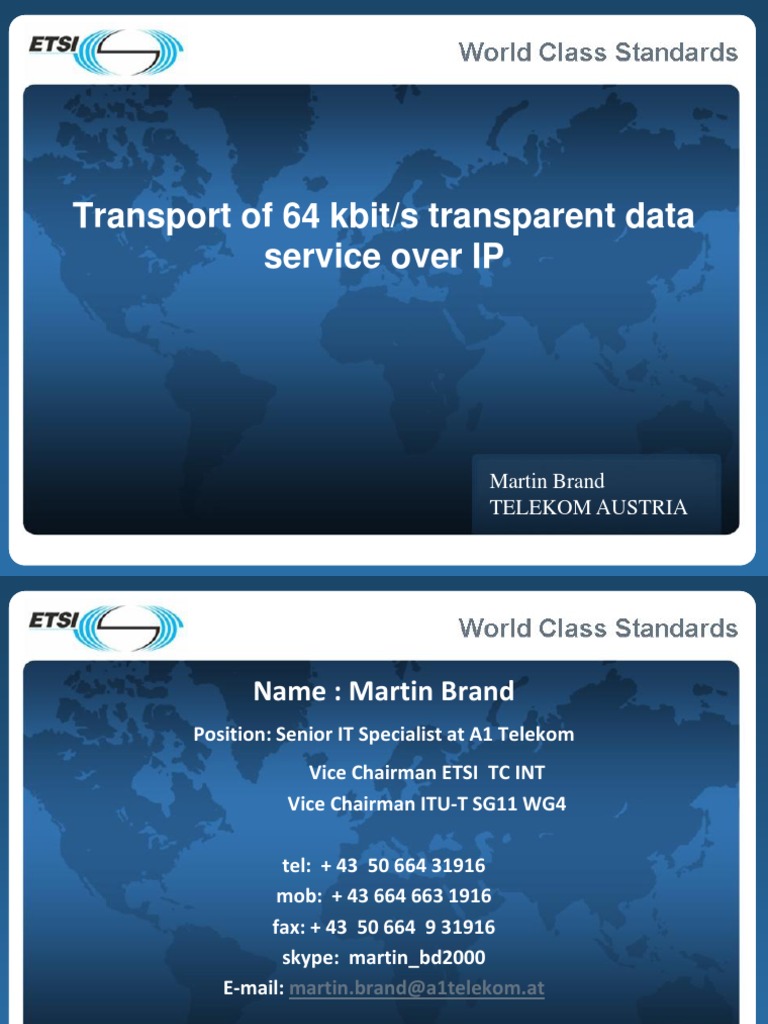 Transport of 64 Kbits Transparent Data Service Over IP | PDF | Computer ...