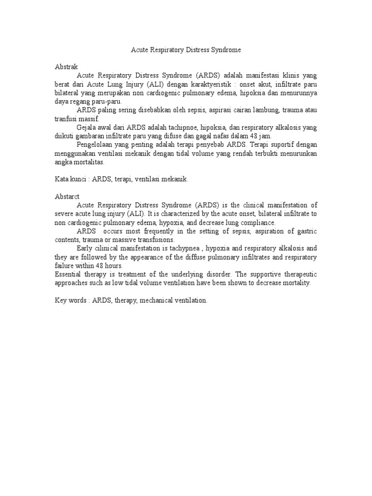 Acute Respiratory Distress Syndrome | PDF