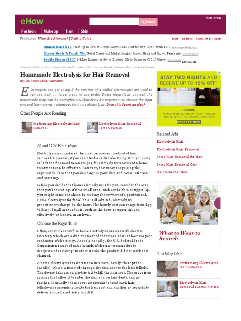 Homemade Electrolysis For Hair Removal PDF Human Appearance Beauty