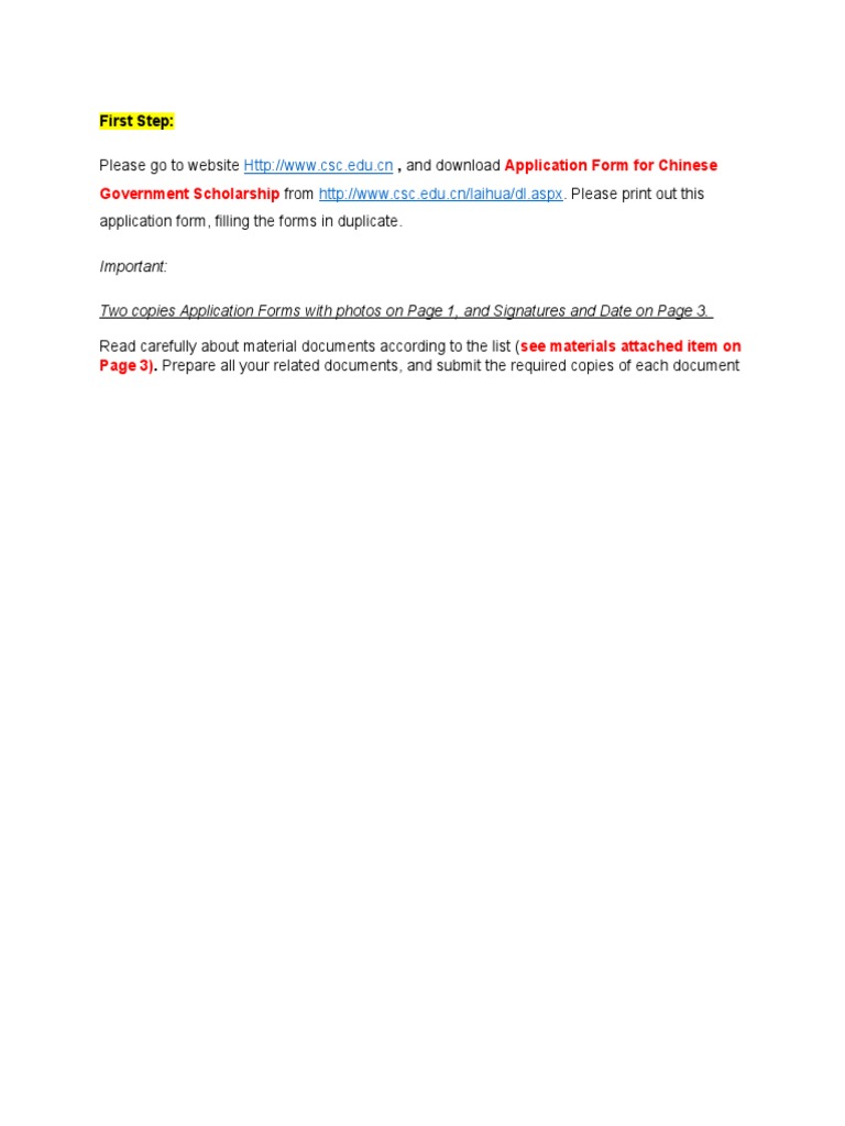 CSC Online Application Form Instructions | PDF