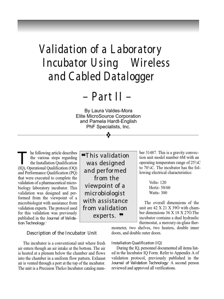 Incubators Validation PDF
