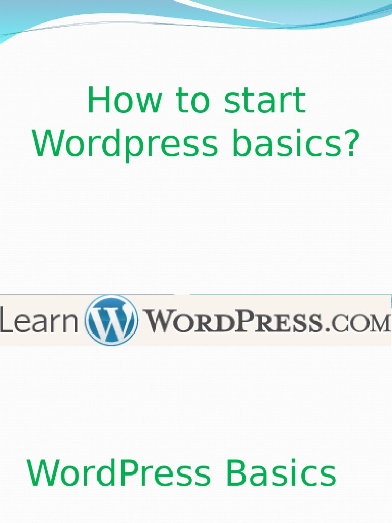 How To Start Wordpress Basics? | PDF | Career & Growth | Computers