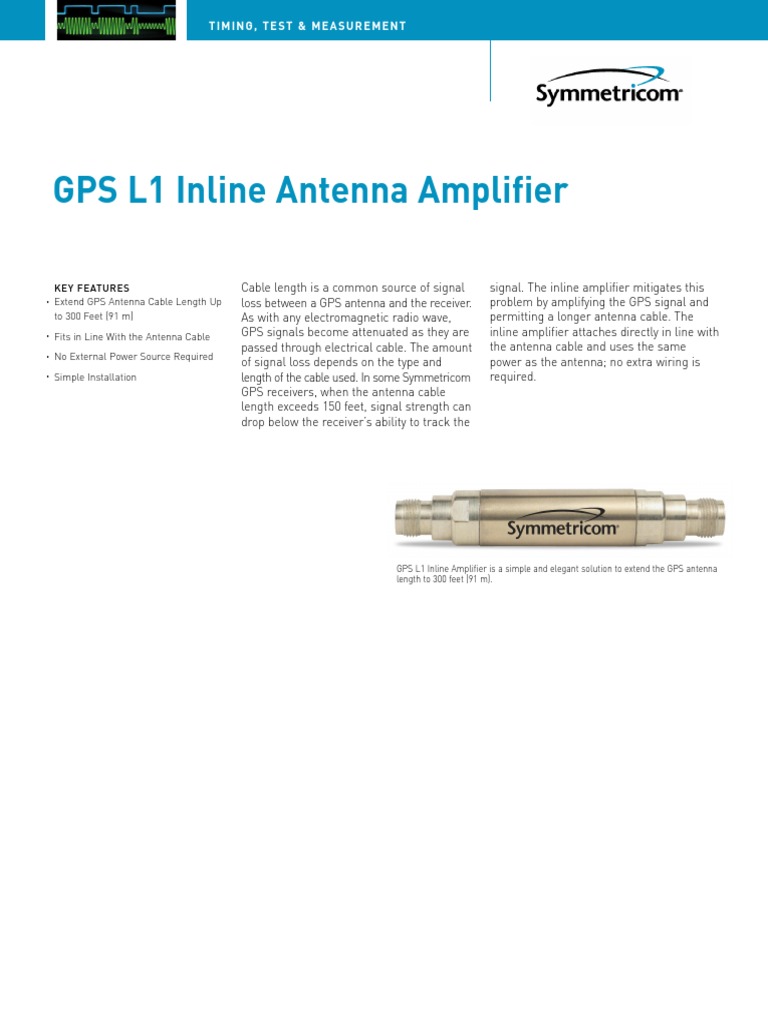 DS 150200GPS L1 Inline Antenna Amplifier PDF Cable Antenna (Radio)