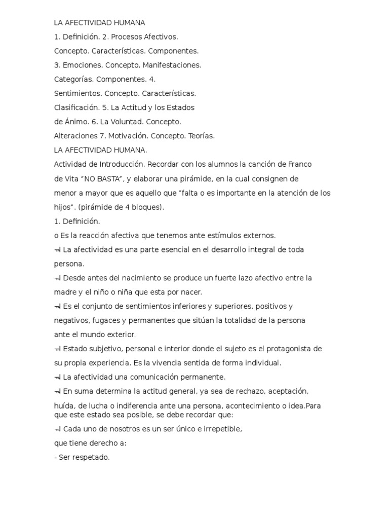 La Afectividad Humana | PDF | Asco | Las emociones