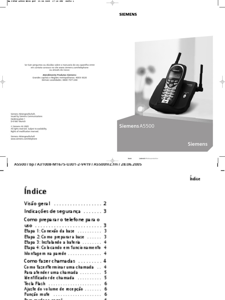 ManMANUAL SIEMENS A5500 | PDF | Telefone | Memória Flash