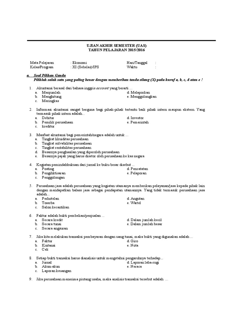 Soal Akuntansi Perusahaan Dagang Pilihan Ganda Foto Modis