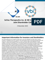 VBI-SciVac Merger Conference Call - Nov 5 2015