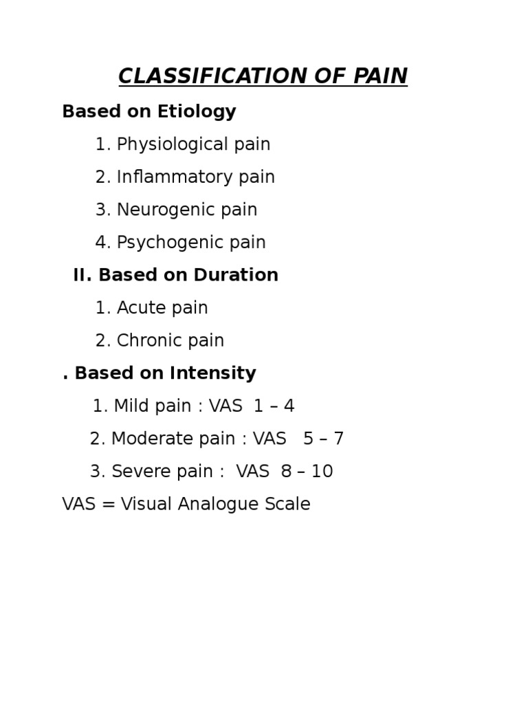 Classification of Pain: Based On Etiology | PDF | Self-Improvement
