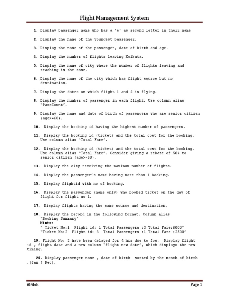 Flight Management System Queries Guide | PDF | Business