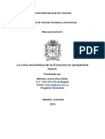 Algunas consideraciones sobre la reciente crisis económica de la Unión Europea