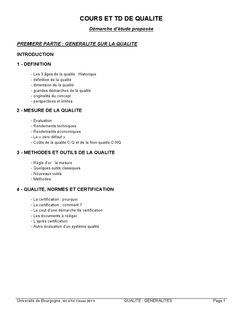 Généralités sur la qualité et ses dimensions | PDF | Management de la ...
