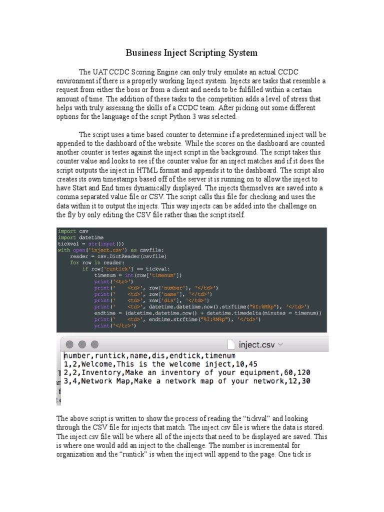 CCDC Inject Scripting System Overview | PDF | Comma Separated Values ...