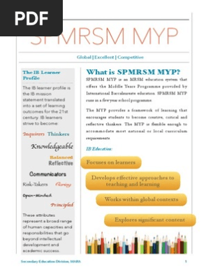 Pamplet SPMRSM Myp  PDF  Curriculum  Pedagogy