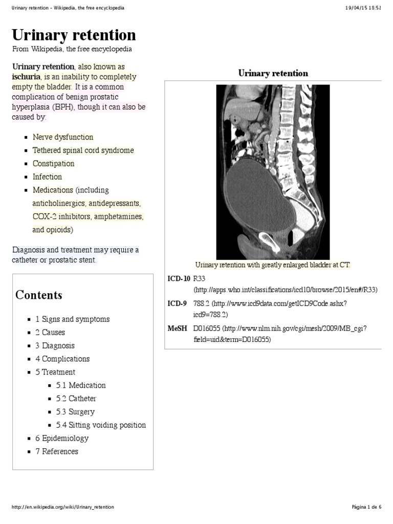 Wikipedia Urinary Retention Checked Urology Medical Specialties