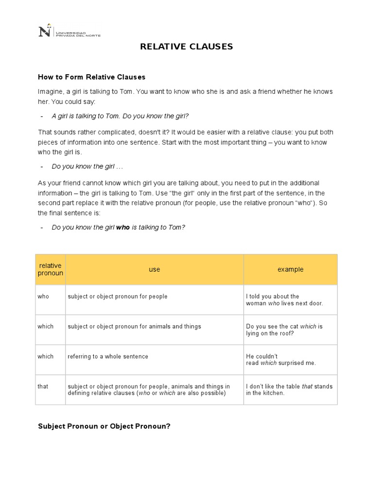 Relative Clauses Upn E3 | PDF | Clause | Syntactic Relationships