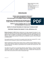 RINFRA Signs Non-Binding Term Sheet With PSP Investments of Canada For Investment in Its Mumbai Power Distribution Business (Company Update)