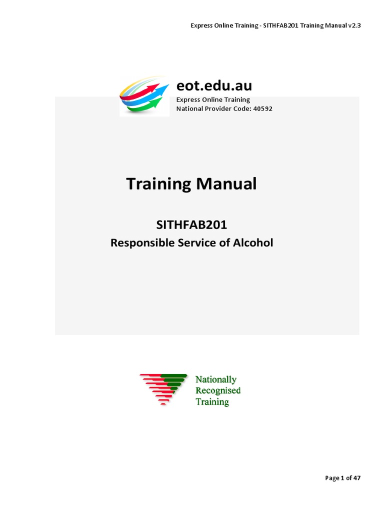 RSA Training Manual Overview | PDF | Alcoholic Drinks | Violence