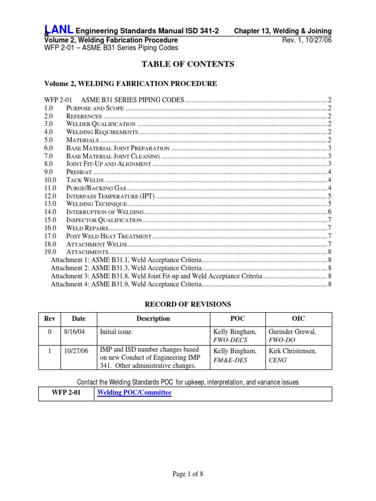 Welding Procedure and Requirements for ASME B31 Series Piping Codes at