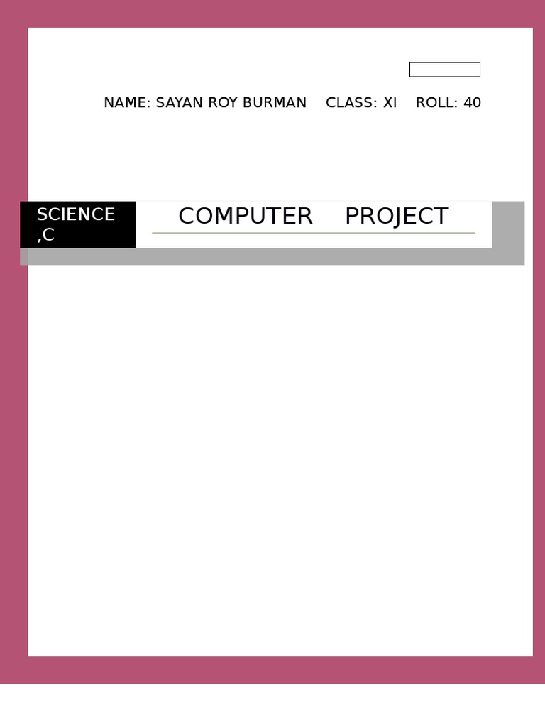 Computer Project: Science, C | PDF