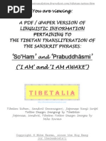 Download LINGUISTIC INFORMATION ACCOMPANYING TIBETALIAS TIBETAN TRANSLITERATION OF THE SANSKRIT PHRASES SO HAM and PRABUDDHAASMI ie I AM and I AM AWAKE SHOWING HOW SANSKRIT SOURCE TEXT IS TRANSCRIBED FROM SANSKRIT AND CONVERTED INTO TIBETAN TARGET TEXT REALISED AS HORIZONTALLY ARRANGED UCHEN HEADED SCRIPT DESIGN by Mike Karma SN29002724 doc pdf