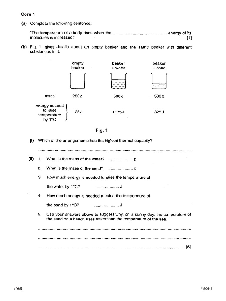Heat Worksheet IGCSE Extended PDF