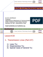 IIT Roorkee Electromagnetics Lessons Lossy Dispersionless TLs