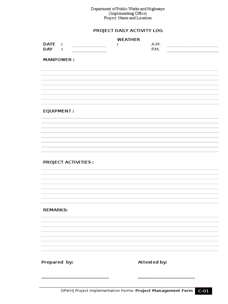 Daily Activity Log for Weather Monitoring | PDF