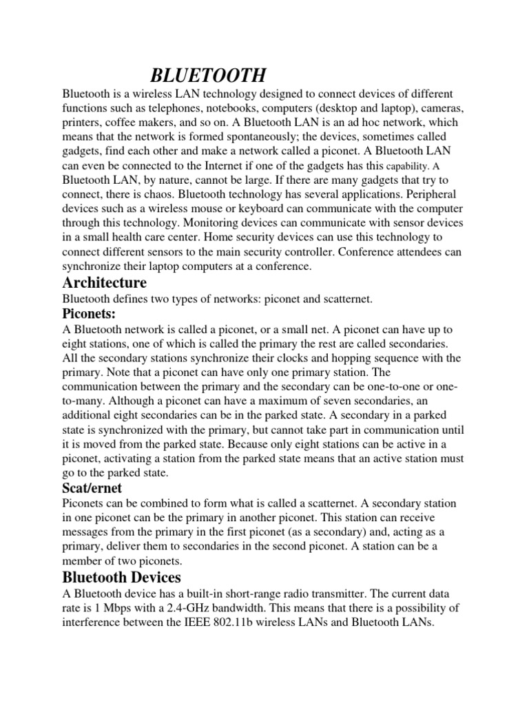 Bluetooth | PDF | Ieee 802.11 | Bluetooth