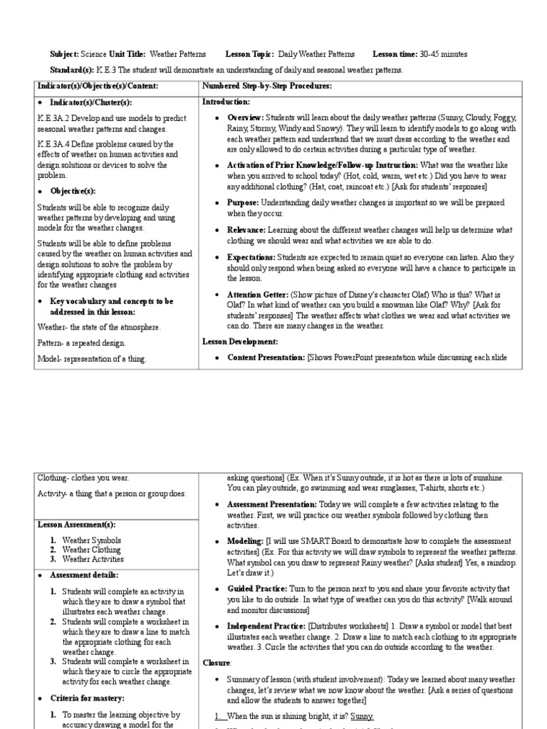 weather lesson plan Weather Educational Psychology Free 30day Trial Scribd