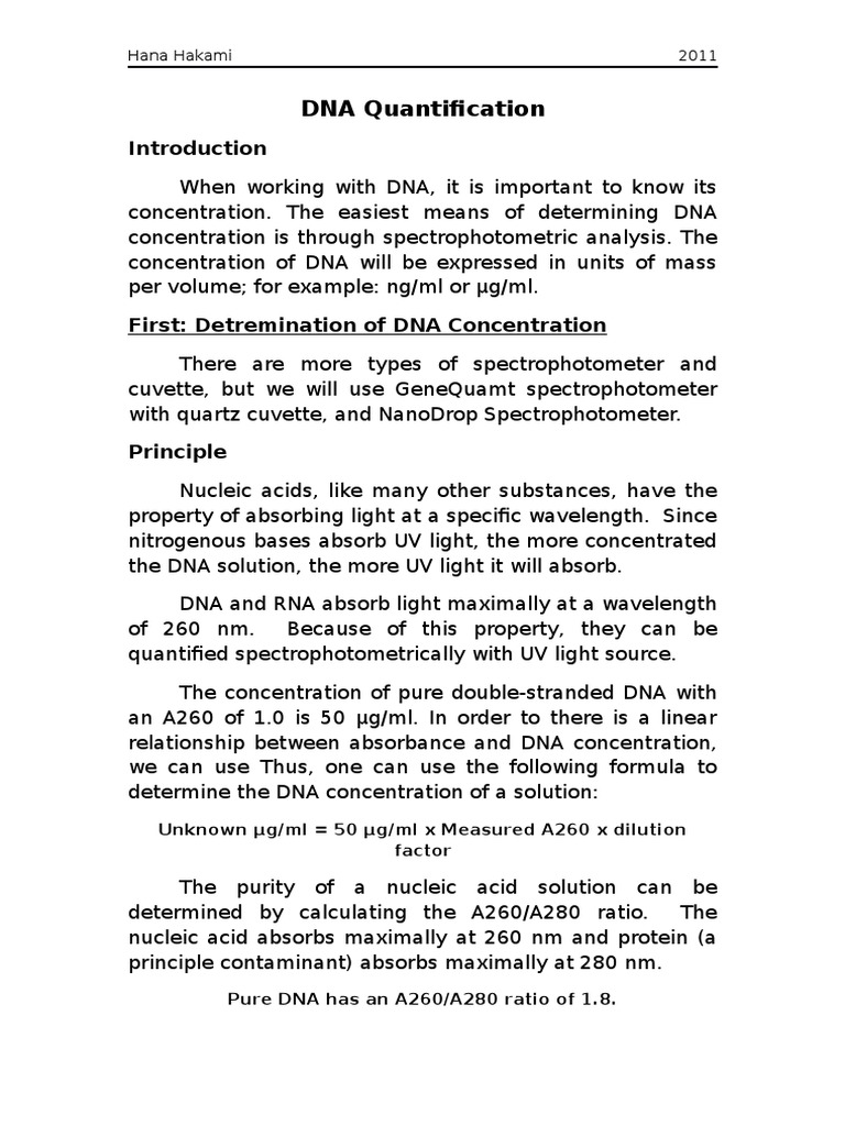 DNA Quantification | PDF | Scientific Techniques | Macromolecules