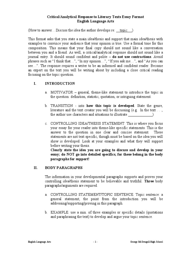how to write an analytical response