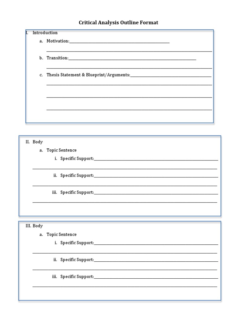 Critical Analysis Outline Template | PDF | Finance & Money Management