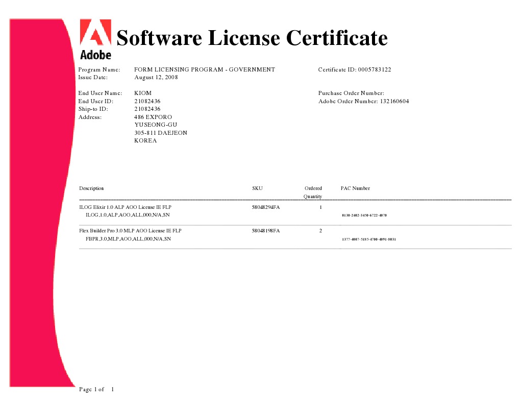Government Software License Certificate | PDF