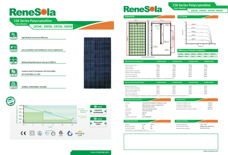 Solar Module Specs for Installers | PDF