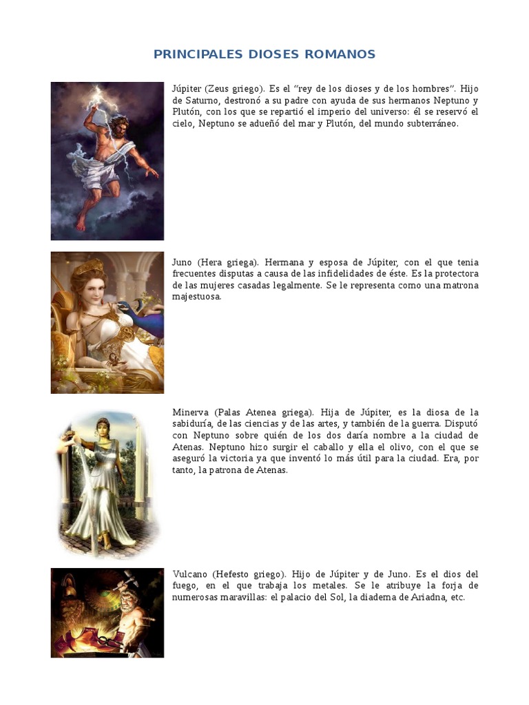 Los principales dioses del panteón romano | PDF | Júpiter (mitología ...