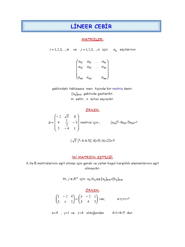 Lineer Cebir | PDF