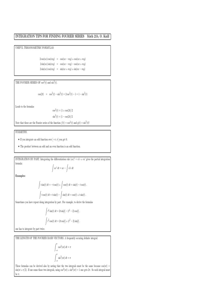 Useful Fourier Series Identities and Formulas | PDF | Science ...