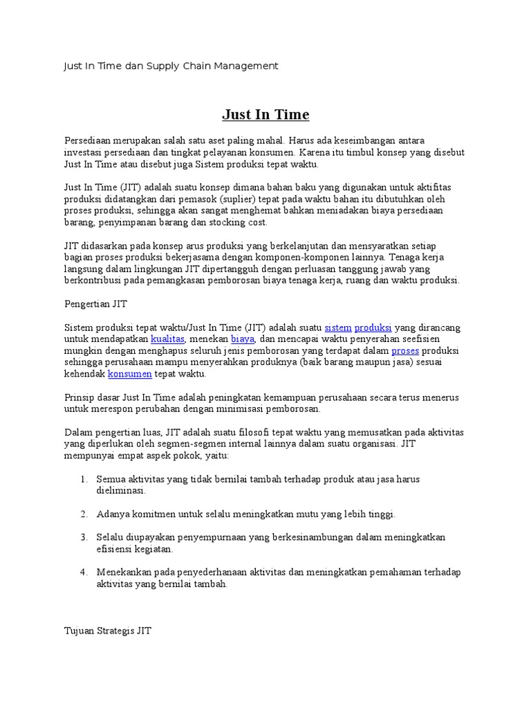 Menejemen Biaya Just In Time Supply Chain Management Backflushing Costing
