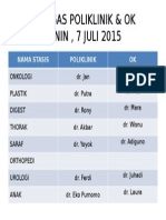 Poliklinik dan OK Rumah Sakit Schedule Juli 2015