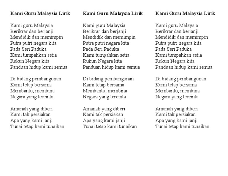 Kami Guru Malaysia Lirik Pdf