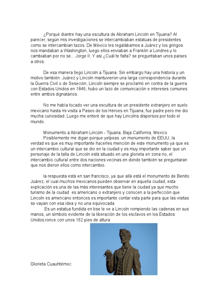 Porque Hay Una Estatua De Abraham Lincoln En Tijuana