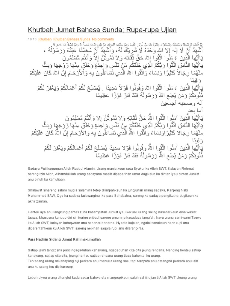 Khutbah Jumat Bahasa Sunda Pdf