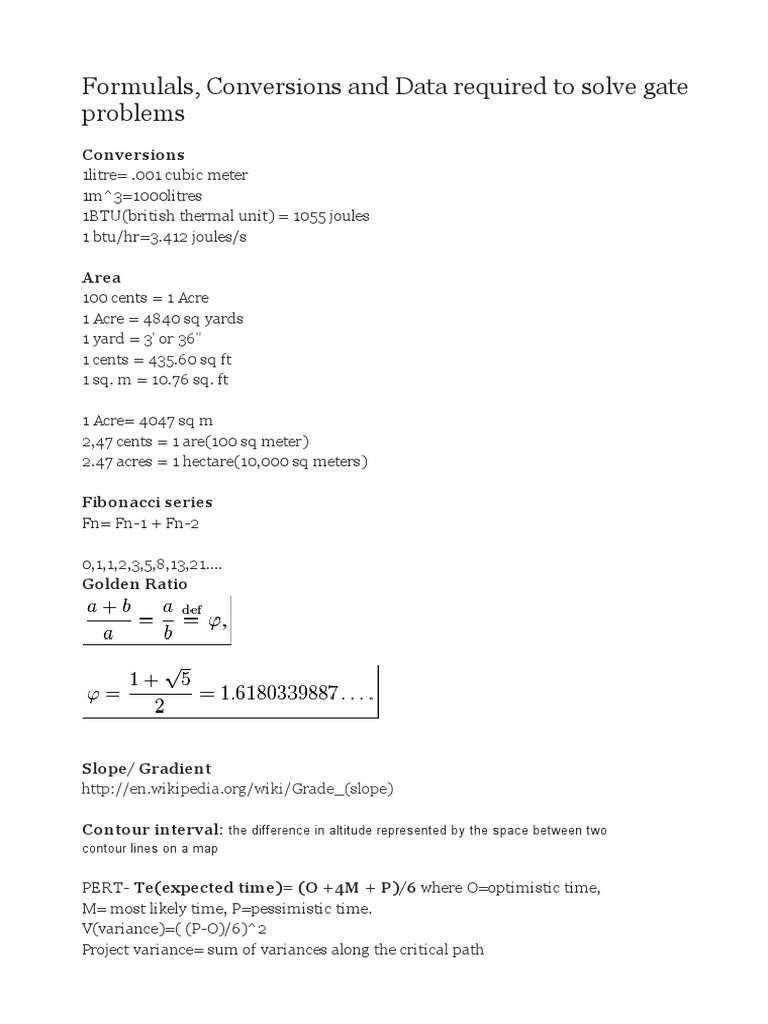 Essential Formulas and Conversions Guide | PDF | Teaching Methods ...