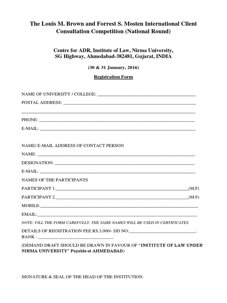 Registration Form - Annexure I | PDF