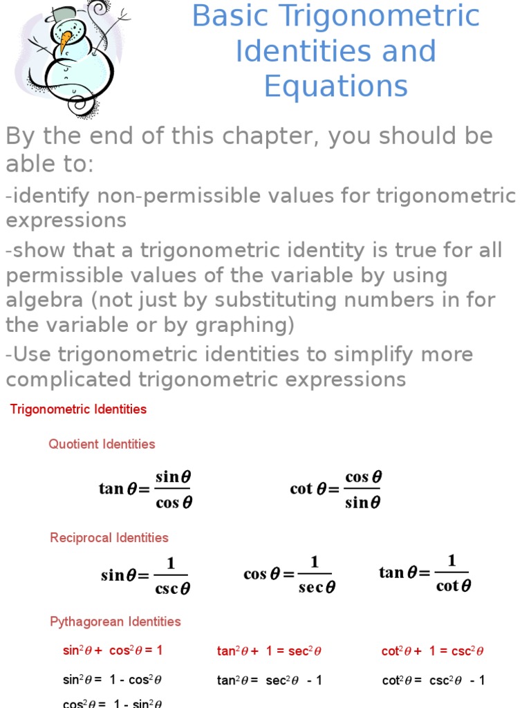 Basic Trig Identities Trigonometric Functions Sine Basic Trig Identities Trigonometric Functions Sine